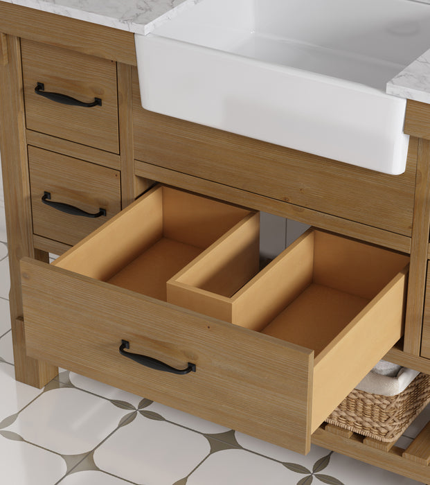 Mina 48" Farmhouse Bathroom Vanity, Backsplash Included