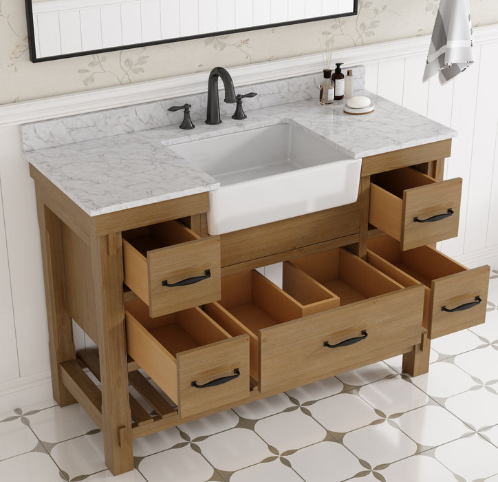 Mina 48" Farmhouse Bathroom Vanity, Backsplash Included