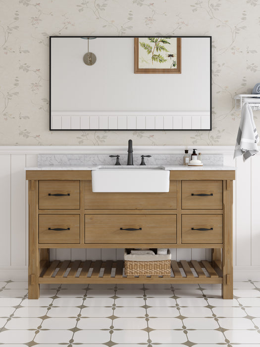 Mina 55" Farmhouse Bathroom Vanity, Backsplash Included