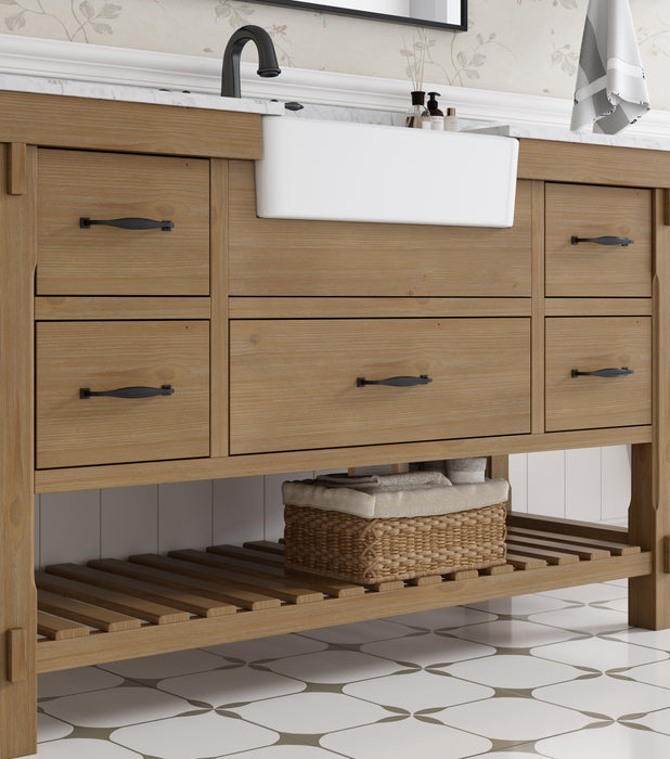 Mina 55" Farmhouse Bathroom Vanity, Backsplash Included