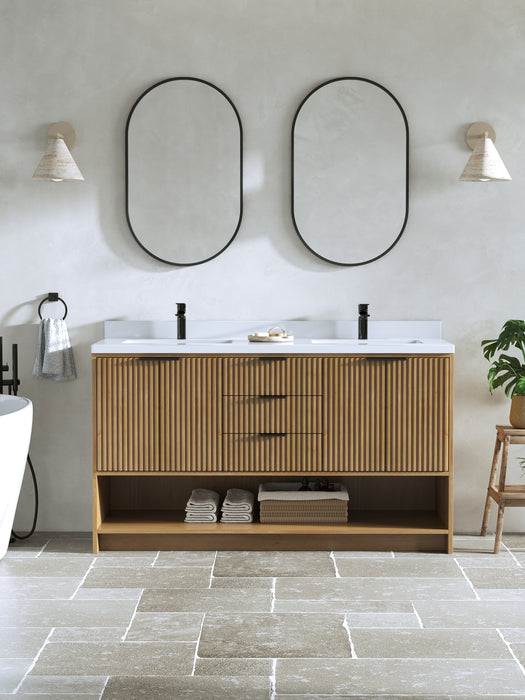 San Diego 55" Weather Fir Bathroom Vanity, Double Sinks