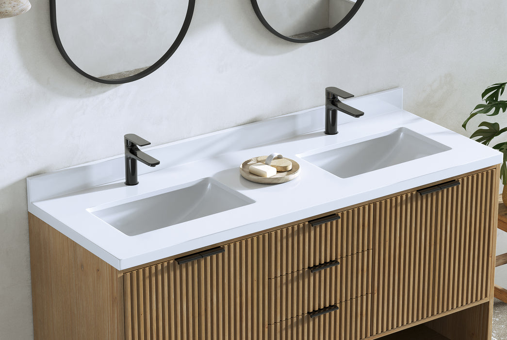 San Diego 55" Weather Fir Bathroom Vanity, Double Sinks