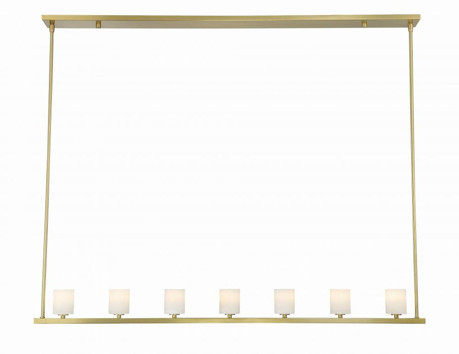Aragon 7 Light LED Soft Brass Linear Chandelier