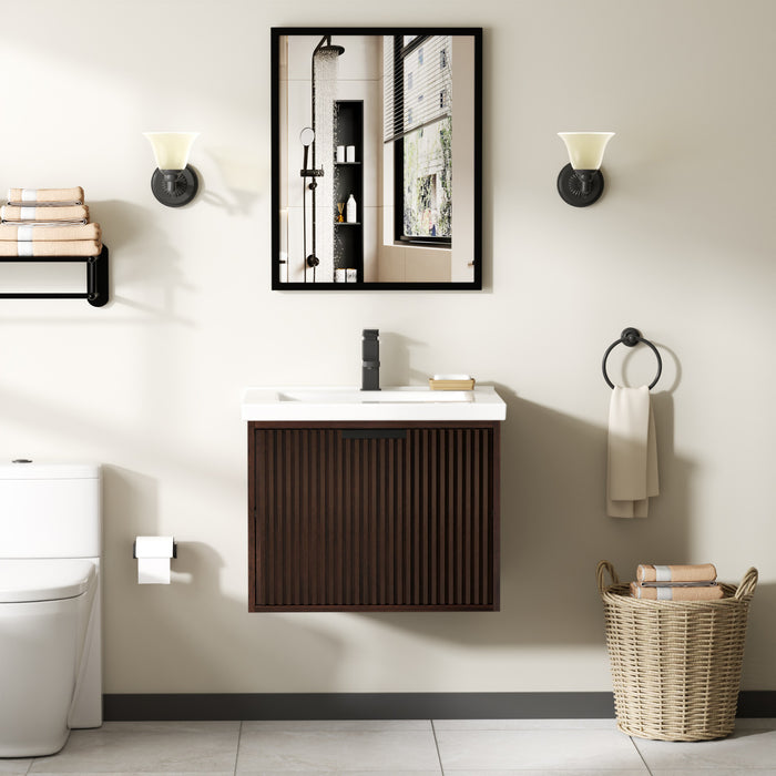San Diego 24" Dark Walnut Wall Mount Bathroom Vanity