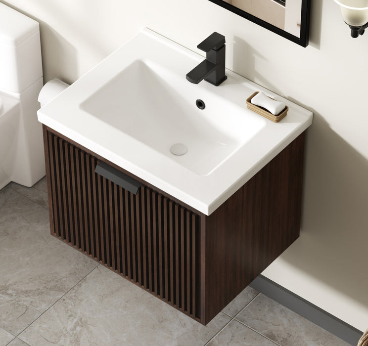San Diego 24" Dark Walnut Wall Mount Bathroom Vanity