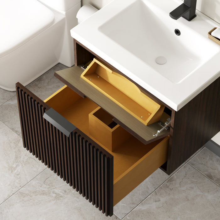 San Diego 24" Dark Walnut Wall Mount Bathroom Vanity