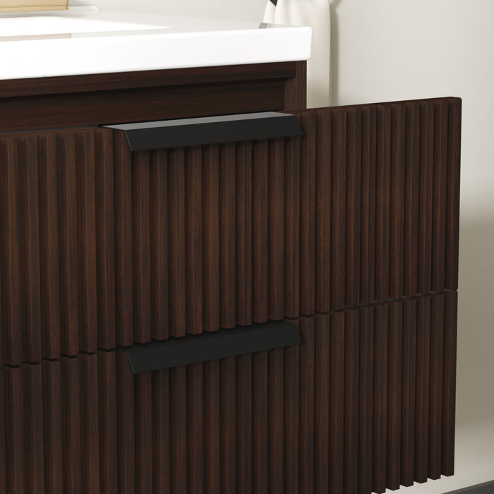 San Diego 30" Dark Walnut Wall Mount Bathroom Vanity