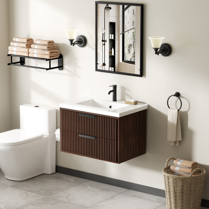 San Diego 30" Dark Walnut Wall Mount Bathroom Vanity