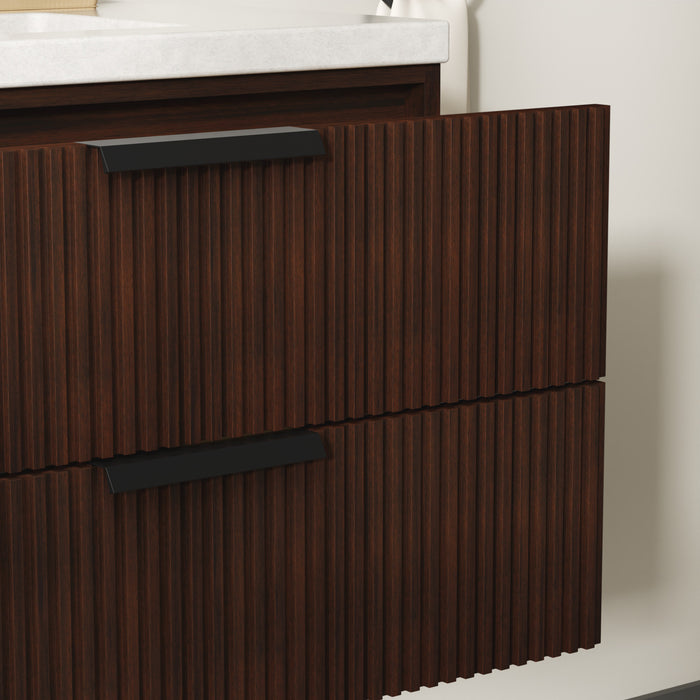San Diego 36" Dark Walnut Wall Mount Bathroom Vanity