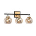 Rafflesia 3-Light Black and Brass Vanity Light