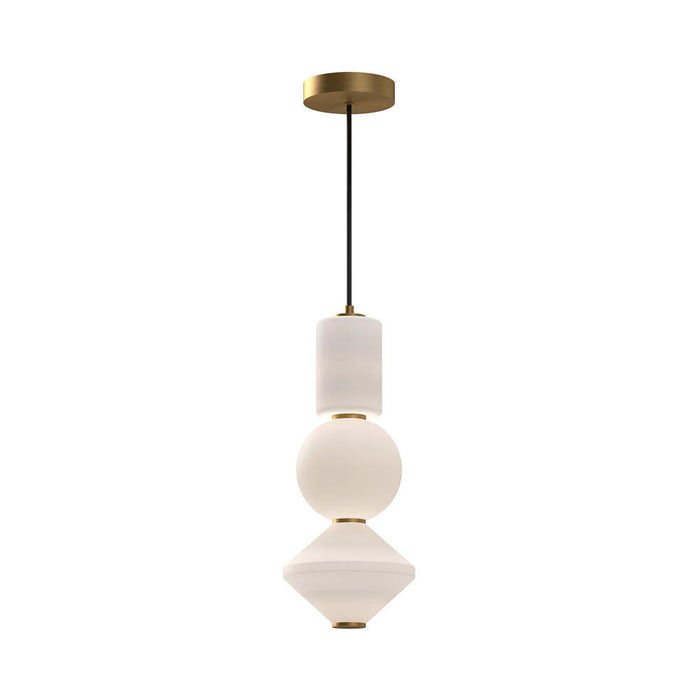 Bijou 8-in Aged Gold/Opal Matte Glass LED Pendant