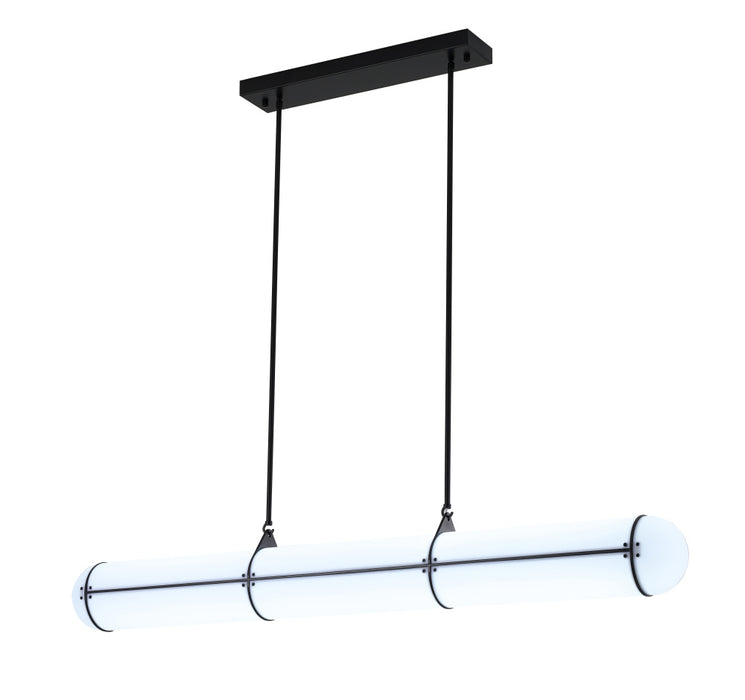 1-Light Black LED pendant With A Clear Frosted Glass Shade