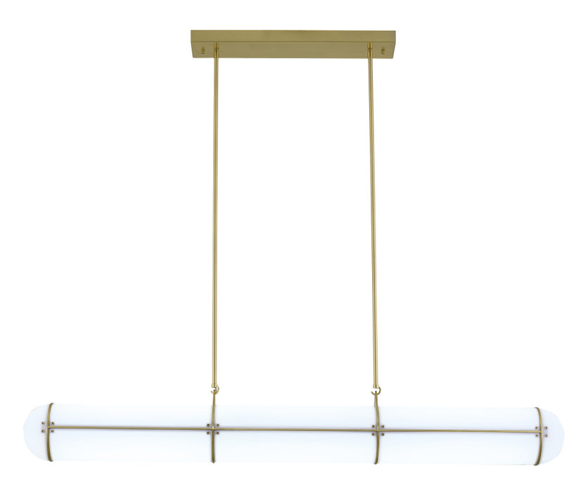1-Light Satin Brass LED pendant With A Clear Frosted Glass Shade