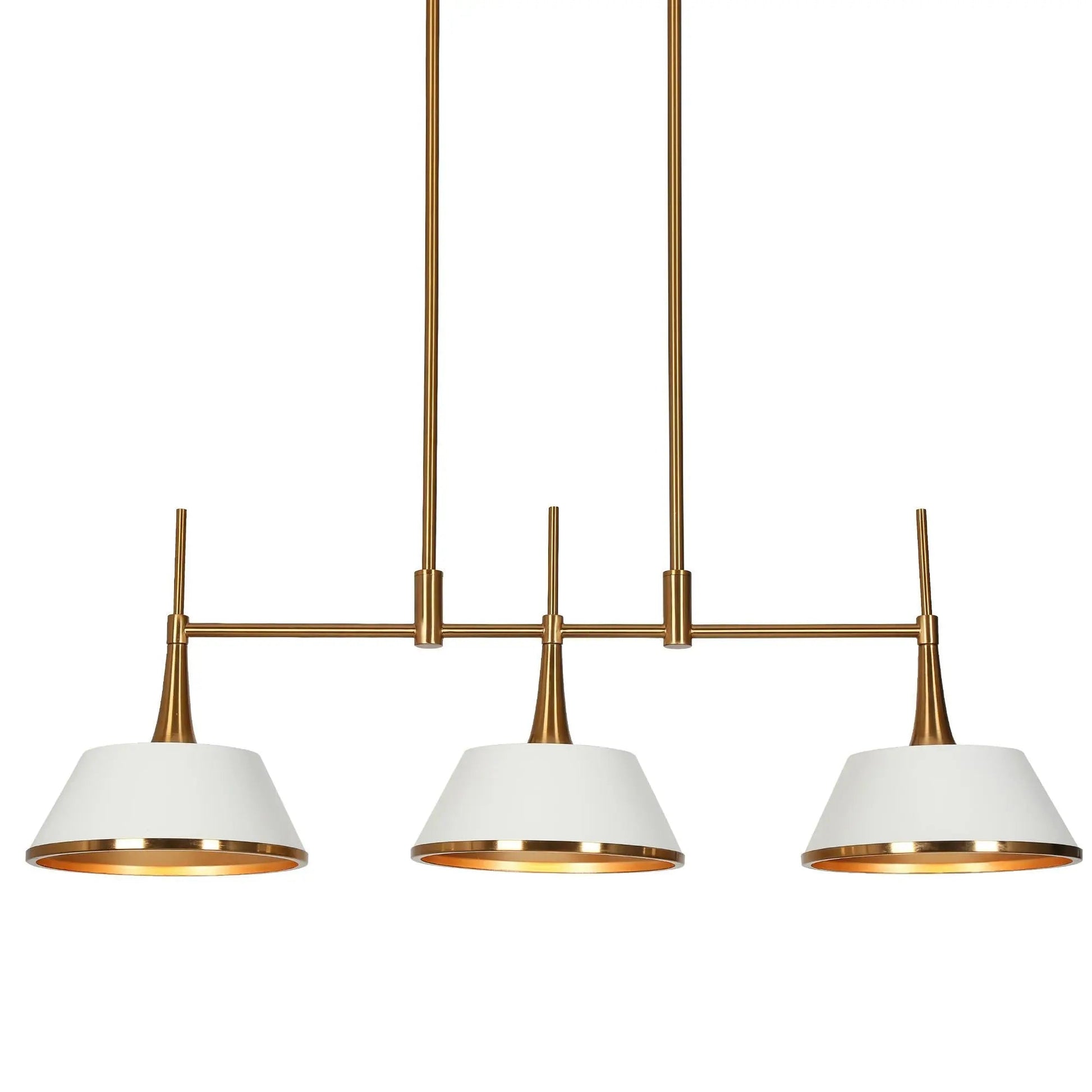 Idaikos 3-Light 34.5-in White&Gold Modern Linear Kitchen Island Light