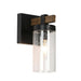 Bonnie 1-Light Black and Wood Vanity Light