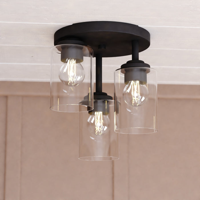 Park Ridge 10.5-in. W 3 Light Flush Mount Matte Black