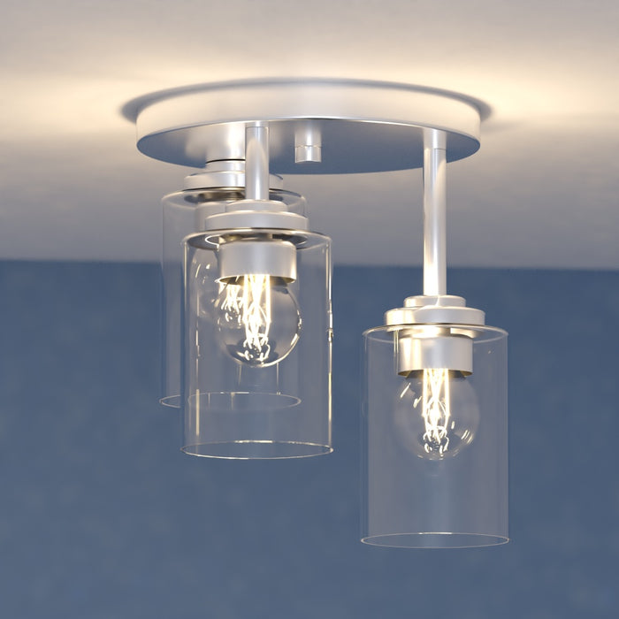 Park Ridge 10.5-in. W 3 Light Flush Mount Satin Nickel