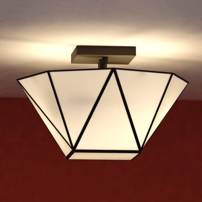 Burnett 14-in. W 2 Light Semi-Flush Mount Matte Black