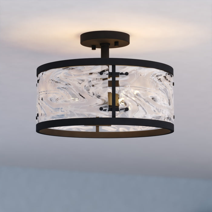 Wilder 13-in. W 3 Light Semi-Flush Mount Matte Black