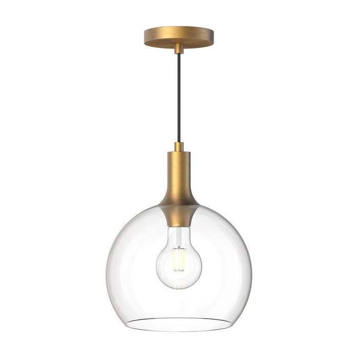 Castilla 10-in Aged Gold/Clear Glass 1 Light Pendant