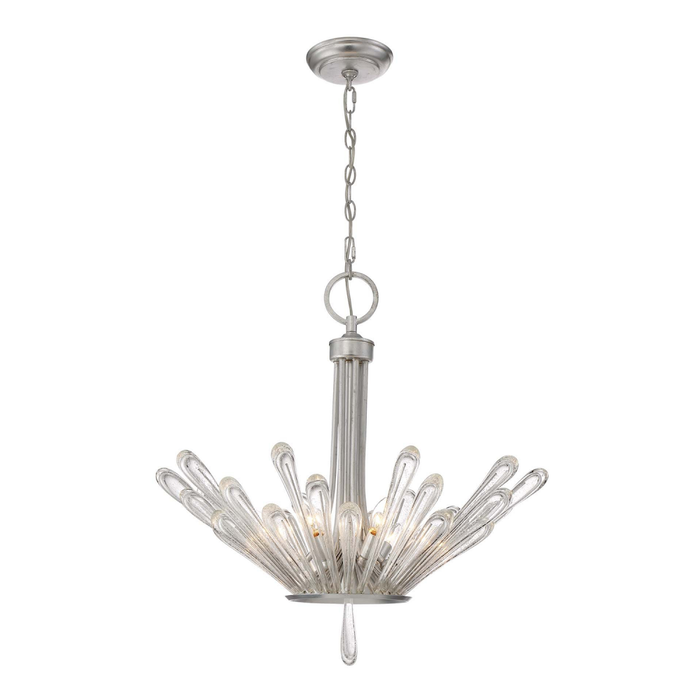 Gamma 27" 6-Light, Water Splash Pendant in Silver Leaf