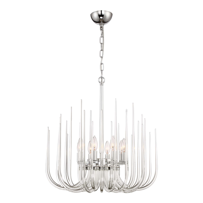 Astoria 24" 8-Light, Curved Glass Chandelier in Polished Chrome