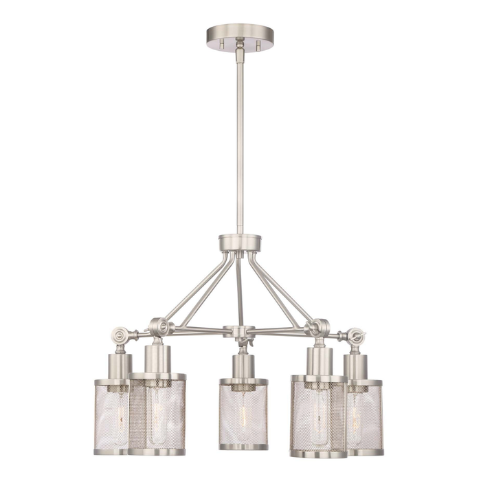 Geminus 22" 5-Light, Industrial Chandelier in Brushed Nickel