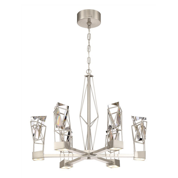 Gem 24" Geometric Crystal LED Chandelier in Satin Nickel