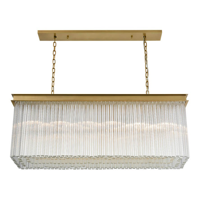 Lumineer 48" 20-Light, Crystal Dinning Chandelier in Aged Brass