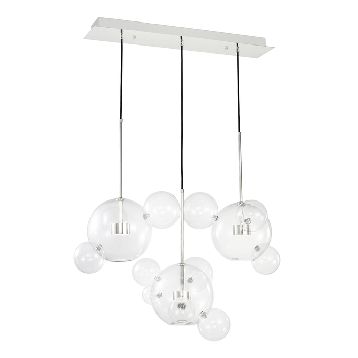 Satellite 45" 6-Light, Glass Multi-Pendant in Polished Nickel