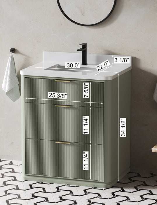 Aria 30" Single Bathroom Vanity With Engineered Stone Top