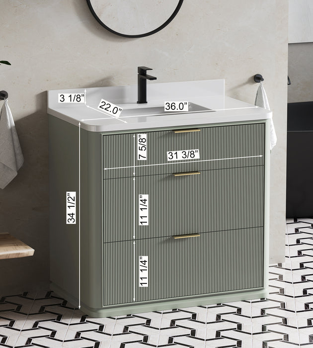 Aria 36" Single Bathroom Vanity With Engineered Stone Top