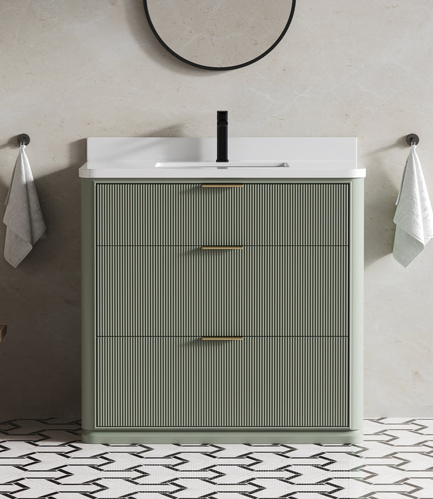 Aria 36" Single Bathroom Vanity With Engineered Stone Top