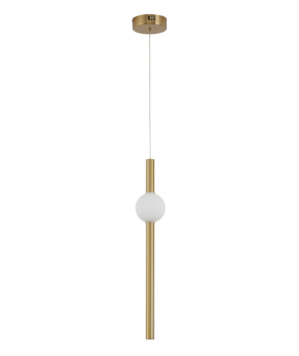 1-Light Gold LED Pendant With A White Glass Shade