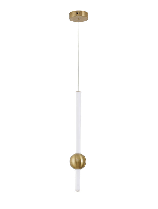 1-Light Gold LED Pendant With A White Glass Shade