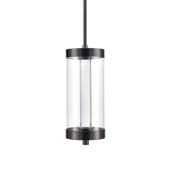 Claro Outdoor LED 12" Round Glass Crystal Pendant in Matte Black