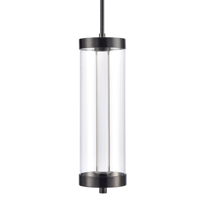 Claro Outdoor LED 24" Round Glass Crystal Pendant in Matte Black
