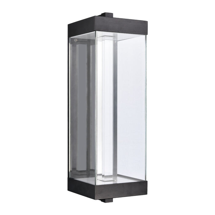 Claro Outdoor LED 24" Square Glass Crystal Sconce in Matte Black