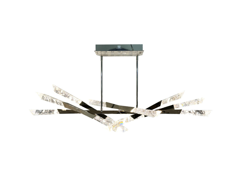 12-Light Dimmable Shiny Nickel Stainless Steel LED Chandelier With Clear Snowflake Crystals