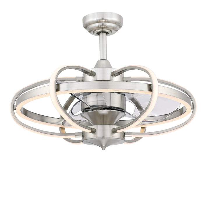Obvi 22 inch Indoor Ceiling Fan with LED Light Kit - Brushed Nickel with Clear blades
