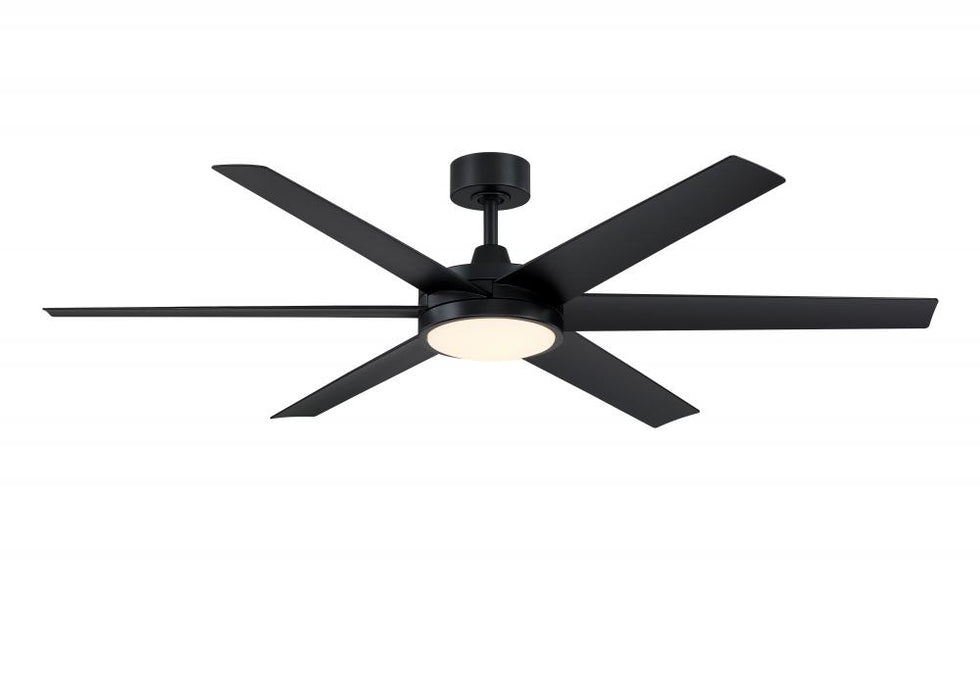 Brawn 64 inch Indoor/Outdoor Ceiling Fan with LED CCT Select Light Kit - Black with Black blades