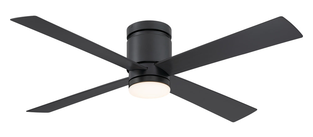 Kwartet 52 inch Indoor/Outdoor Ceiling Fan with LED CCT Select Light Kit - Black with Black blades
