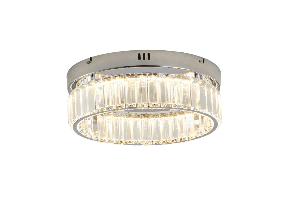 1-Light Chrome Dimmable LED Flush Mount With Clear Crystals