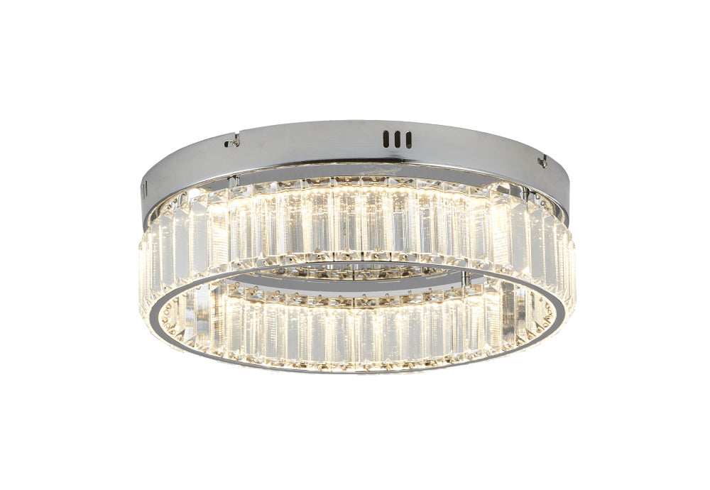 1-Light Chrome Dimmable LED Flush Mount With Clear Crystals