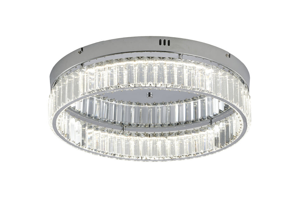 1-Light Chrome Dimmable LED Flush Mount With Clear Crystals