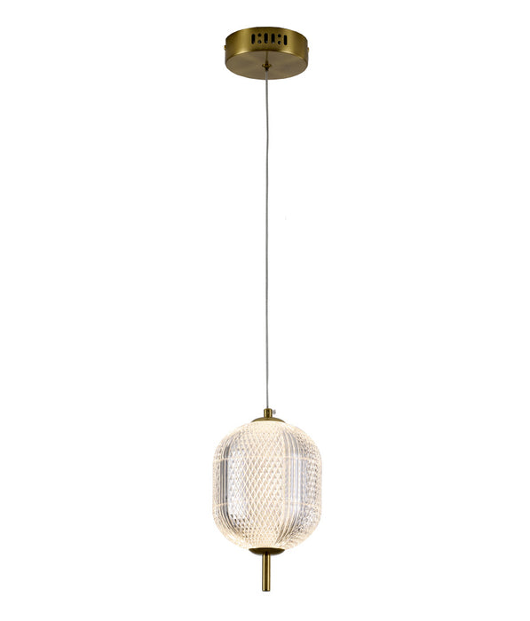 1-Light Brass Dimmable LED Single Pendant With A Clear PC Shade