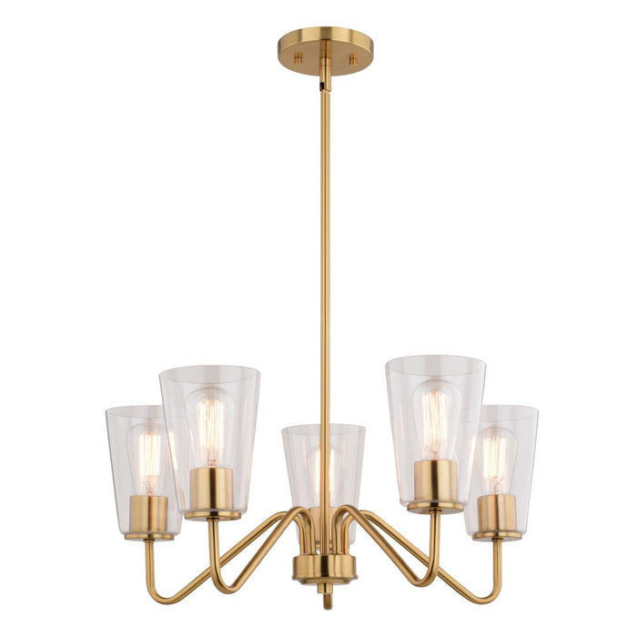 Beverly 23-in 5 Light Chandelier Muted Brass