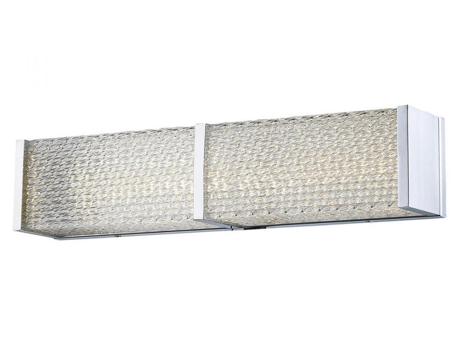 Cermack St. 24"  LED Resctangular  Vanity Bath Bar in Polished Chrome with Textured Glass