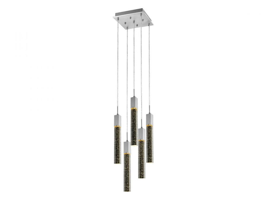 The Original Glacier Collection 5 Light Multi Pendant in Polished Chrome with Bubbled Crystal