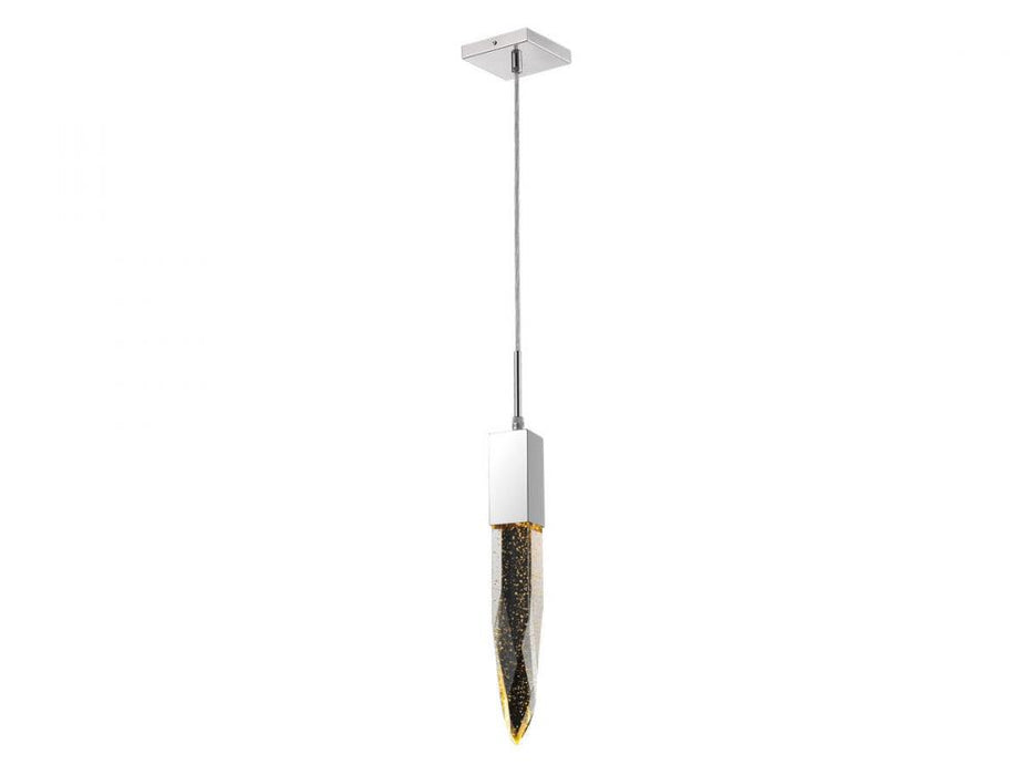 Aspen Collection Single Pendat in Polished Chrome with Bubbled Crystal
